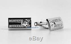 Montblanc Sterling Silver Skeleton Cufflinks 3 Rings Diamond New Box 104486