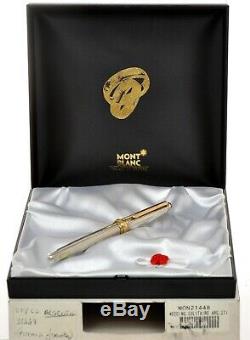Montblanc Wedding Solitaire 144 fountain pen silver and 18k gold ring new in box