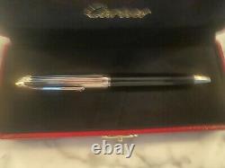 NEW Louis Cartier Black Lacquer and Silver Ballpoint Pen with Box