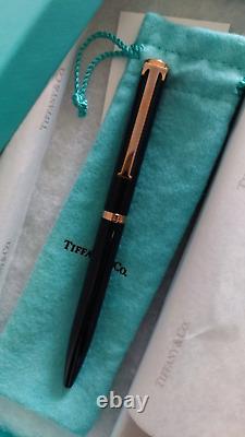NEW Tiffany & Co. Black T-Clip Ballpoint Brass Pen Lacquer Finish With Gift Box
