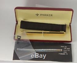 NOS Parker 75 PRESIDENTIAL Fountain Pen 14K SOLID GOLD Boxed 14K Med nib