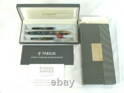 NOS Parker Sonnet Indigo Laque Fountain Pen 18 Kt Gold Nib New In Box
