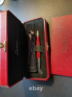 New Boxed Cartier Ballpoint pen Red With Box/ Bag Luxury writing Instrument Rare