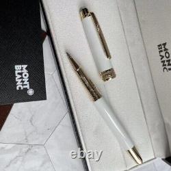 New Montblanc meisterstack mb163 gold white Rollerball pen With Box