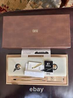 New in box Vtg Cross Gold & Black Pencil/Pen Desk Set 1/20 10K GF Gold Filled