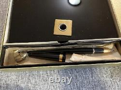 Nos New Sheaffer's Triumph Fountain Pen Desk Set 14k Point Black Onyx Box Papers