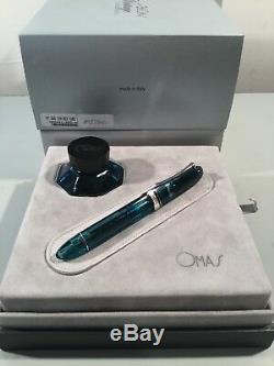 OMAS 360 Turquoise Fountain Pen 18K Gold nib New with box & Ink Bottle LE#182/360
