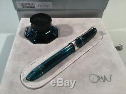 OMAS 360 Turquoise Fountain Pen 18K Gold nib New with box & Ink Bottle LE#182/360