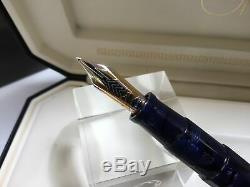 Omas royal blue Paragon Extra 2002 celluloid fountain pen 18K nib + boxes