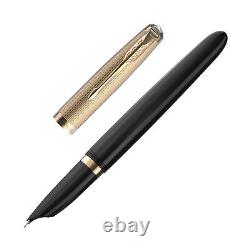 Parker 51 Fountain Pen in Black with Gold Trim 18K Gold Fine Point -NEW in Box