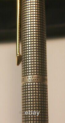 Parker 75 Sterling Silver Fountain Pen 14K Gold Nib # 66 Flat Top In Box