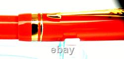 Parker Dufold Orange Red Fountain Pen 18 K Fine Nib Excellent Condition. In Box