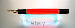 Parker Dufold Orange Red Fountain Pen 18 K Fine Nib Excellent Condition. In Box