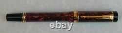 Parker Duofold Fountain Pen Marble Maroon 18Kt Gold Fine Pt New In Box