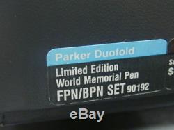 Parker Duofold Le World Memorial 18Kt Fountain & Ballpoint Pen Set New In Box