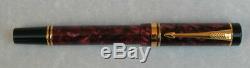 Parker Duofold Marble Maroon Fountain Pen 18Kt Gold Med Pt New In Box