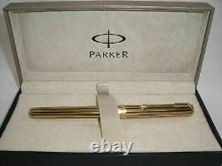 Parker Premier Fountain Pen Athens Gold Plated & Lacquer Black F Pt New In Box