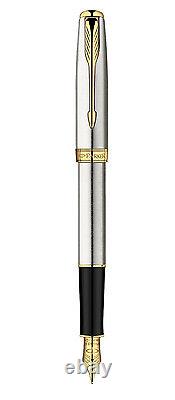 Parker Sonnet Fountain Pen Stainless Steel & Gold X Fine Pt New In Box S0809120
