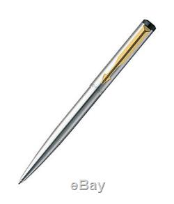 Parker Vector Steel Ball Point Pen Gold Plated Clip Retractable GT GIFT BOXED