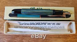 Pelikan 140 Fountain Pen Green Striped Oblique OM 14K Nib & Original Box/Papers