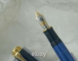 Pelikan M800 Fountain Pen, Blue/black, Gt, 18k F Nib, New, No Box