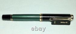 Pelikan R600 Roller Ball Pen Green & Black Gold Trim New in Box Product