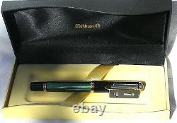 Pelikan Souveran M600M Fountain Pen Green & Black Medium Nib New In Box Product