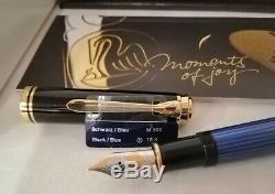 Pelikan Souveran M800 Fountain Pen Black / Blue F # 986729 New In Box