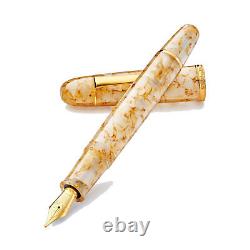 Penlux Masterpiece Grande Fountain Pen in Golden Crystal Broad NEW in Box