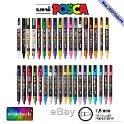 Posca Paint Marker PC-3M 1.5mm Pen Fabric Metal Glass Fine Nib 45 Colours
