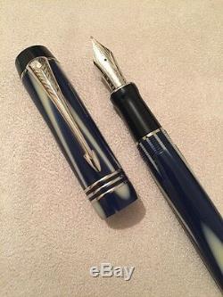 Rare Parker Duofold Centennial True Blue Fountain Pen-boxed-paperwork-nos