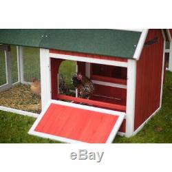 Red Barn Wood Chicken Coop with Nest Box Side Access Door for 4-6 Hens