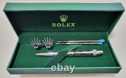 Rolex Ballpoint pen cufflink set with 2 refills and Box New and Sealed Rare F/S