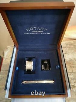Rotary reverso Watch + new wooden box, fountain pen & ink. Not Jaeger Lecoultre