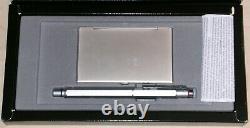 Rotring 600 Newton fountain pen and card holder, m nib, stainless finish, boxed
