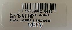 S. T. Dupont D Line Blazon Ball Point Pen, Palladium, 415671, New In Box
