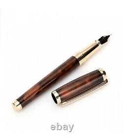 S. T. Dupont Line D Atelier Brown Chinese Lacquer Fountain Pen, 410699 New In Box