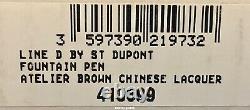 S. T. Dupont Line D Atelier Brown Chinese Lacquer Fountain Pen, 410699 New In Box