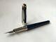 S. T. Dupont Olympio Midnight Blue Fountain Pen 18k Gold M Nib With Box Excellent