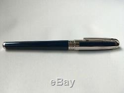 S. T. Dupont Olympio Midnight Blue Fountain Pen 18K Gold M Nib with box Excellent