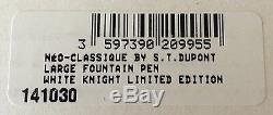 S. T. Dupont White Knight Large Fountain Pen, Premium Edition # 141030 New In Box