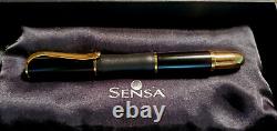 Sensa Meridian Noir & Gold Fountain Pen Med size Nib, New In Box. USA made