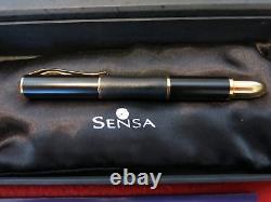 Sensa Pen Meridian Fountain Pen Noir & Gold Fine Pt New In Box Made In Usa