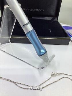 Sensa Swarovski Ballpoint Pen Swan Blue Crystal & Chain Pen New In Box 35534