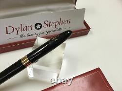Sheaffer Crest 591 black and gold fountain pen 18K M = medium gold nib + box