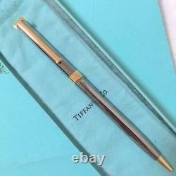 TIFFANY & Co. Ballpoint Pen T clip Silver × Gold with Box New