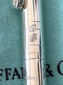 Tiffany & Co. 925 Sterling Silver CLEF NOTE Clip Ballpoint Pen NEW withPouch & Box
