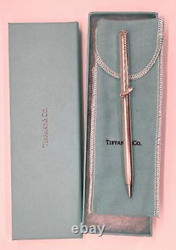 Tiffany Sterling Golf Clip Ballpoint Pen New Tiffany box Pouch Cross Refill 1983