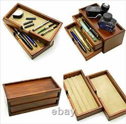 Toyooka Craft Wooden Alder Fountain Pen Box 8 Pens from Japan NEW