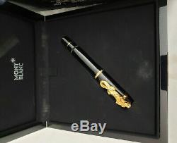 UNINKED Montblanc Year of the Golden Dragon 2000 Fountain Pen M Nib Box+Papers